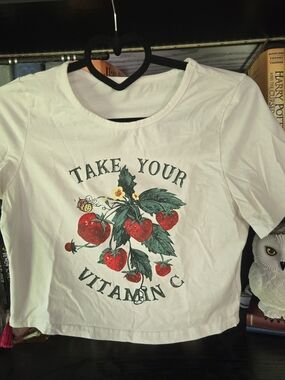 Women's White 'Take Your Vitamin C' Strawberry Graphic Tee